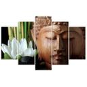Lærredstryk 5 stykker, Buddha Bamboo Zen Nature