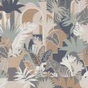 Papel pintado estilo jungla marrón rosa - Papel pintado no tejido vintage plantas hojas