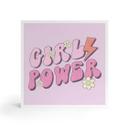 Billede af træ til at sætte op - Girl Power Retro lettering purple - 15x15 cm