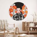 Billede Kvinde med retro valmueblomster - Hülya - rund – print på aluminium (Alu-Dibond)