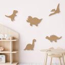 Decoración en madera habitación infantil juego de dinosaurios (5 piezas) - MDF naturaleza