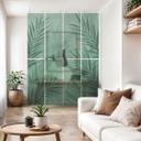 Separador de ambientes, biombo, pantalla de privacidad colgante Hojas de palmera verde