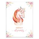 Póster Kvilis - Dulces sueños - Unicornio con corona de flores