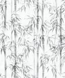 Papel pintado no tejido en blanco, gris hojas de bambú naturaleza floral 