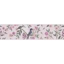 Tapetkant pink violet med fugl - blomsterranke & naturmotiv