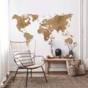 Wallsticker - Aquarel Verdenskort (lysebrun)