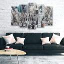 5 stykke lærredstryk, New York City skyskrabere
