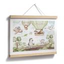 Póster para niños - Viaje en globo de los amigos animales - Kvilis