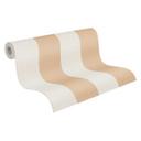 Stribet tapet beige creme - Ikke-vævet tapet med tekstilstruktur klassisk & varm