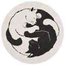 Tapet cirkel Katte Ying & Yang - Tunaboylu - vliesetapet/selvklæbende non-woven tapet