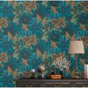 Papel pintado no tejido hojas azul verde jungla papel pintado amarillo naturaleza hojas cocina