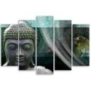 5 stykke lærredsprint, Zen Buddha turkis wellness