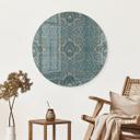Glasbillede - Vintage Mandala i turkis guld - Bloomery Decor - Rund