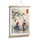 Póster Samurai con espada frente a la salida del sol - Roze