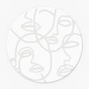 Akrylbillede, vinduesbillede til at hænge op Line Art - Faces - Round