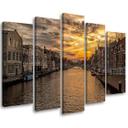 Lærredstryk 5 stykker, Amsterdam kanalhuse by