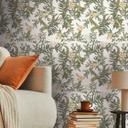 plantetapet med blomster hvid grøn - non-woven tapet med blomstermotiver