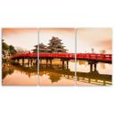 3 stykke lærred Print Japan Bridge Trees Nature