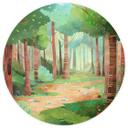 Fototapet - Rundt Green Forest Trail - DigitalArtsi - vliesetapet/selvklæbende non-woven tapet