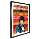 Póster de mujer delante del colorido papel pintado retro - Hülya