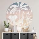 Vinilo decorativo de paraíso en la jungla con animales salvajes - Ombre - Kikki Belle - Redondo