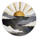 Tableau sur alu-Dibond rond SpaceFrog Designs - crépuscule doré