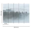 fototapet Designwalls i hvidt og grønt non-woven tapet Misty Forest landskab træ