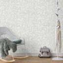 Papel pintado no tejido, papel pintado motivo floral La Terrasse gris, crema