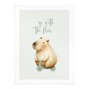 Børneplakat Capybara på rolle - Flow saying