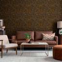 Struktureret tapet med linnedlook brun sort - Geometrisk mønster