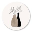 Tableau sur verre rond Kubistika - Plantes minimalistes
