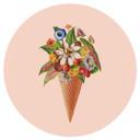 Vinilo decorativo Frida Floral Studio - Cucurucho de helado con flores - Redondo