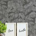 Papel pintado Jungla gris antracita plateado con efecto metálico - Papel pintado tejido-no tejido palmeras