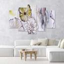 5 stykke lærredstryk, akvarel blomster beige