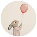 Fototapet Sød kanin med ballon - Treechild - Rund - Selvklæbende/ikke-vævet