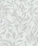 Non-woven tapet i hvid grå blade bladlook vintage blomstret natur 