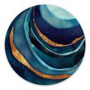 Tableau sur alu-Dibond rond SpaceFrog Designs - bleu et or