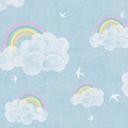 Papel pintado Nube con arco iris azul colorido - papel pintado cuarto de niños con pájaros