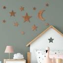 Træ vægdekoration mahogni finer Måne- og stjernesæt - Kawaii