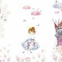 PrincessCastle hvid pink - non-woven tapet Designwalls 2 - 2,55 x 3,5 m
