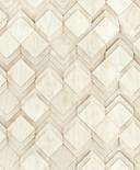 Papel pintado no tejido en blanco, beige rombo ilusión 3D look moderno 