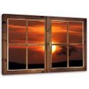 Canvasbillede, Vinduesudsigt, solnedgang