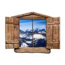 3D Wallsticker trævindue - alpepanorama