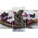 3 stykke lærredsprint, Buddha Zen blomster lilla
