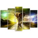 5 stykke lærredstryk Elephant Animal Road Storm