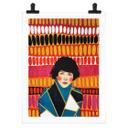 Póster de mujer delante del colorido papel pintado retro - Hülya