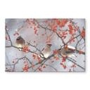 Tableau sur verre Li - Trois oiseaux dans un paysage d'hiver