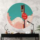 Vinilo decorativo - Señal delante del cielo azul turquesa - CosmoZach - Redondo