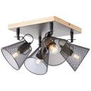 Spotbalken Tom, braun, 38 x 38 cm, Holz Deckenspots, dimmbar