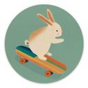 Vægcirkel Treechild - Skateboard Bunny – print på aluminium (Alu-Dibond)